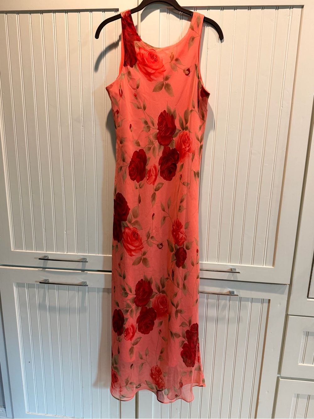 Lisa Jo Sleeveless Coral Pink Floral Maxi Dress